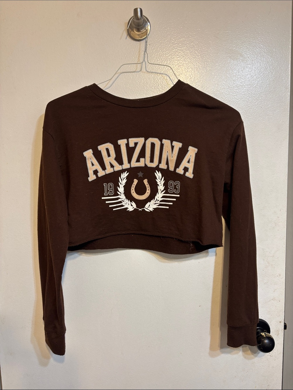 refuge Brown Cropped Arizona Long-Sleeve Top